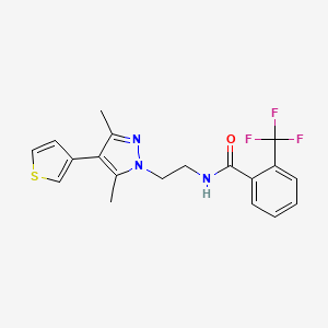 N-(2-(3,5-dimethyl-4-(thiophen-3-yl)-1H-pyrazol-1-yl)ethyl)-2-(trifluoromethyl)benzamide