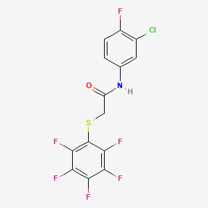 molecular formula C14H6ClF6NOS B2606844 N-(3-氯-4-氟苯基)-2-[(2,3,4,5,6-五氟苯基)硫代]乙酰胺 CAS No. 883794-61-4