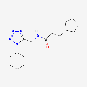 molecular formula C16H27N5O B2606854 N-((1-cyclohexyl-1H-tetrazol-5-yl)methyl)-3-cyclopentylpropanamide CAS No. 921103-74-4