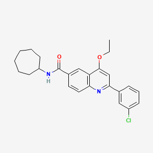molecular formula C25H27ClN2O2 B2606855 2-(3-chlorophenyl)-N-cycloheptyl-4-ethoxyquinoline-6-carboxamide CAS No. 1114833-83-8