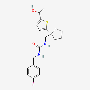 molecular formula C20H25FN2O2S B2606858 1-(4-氟苄基)-3-((1-(5-(1-羟乙基)噻吩-2-基)环戊基)甲基)脲 CAS No. 2034256-28-3