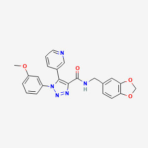 molecular formula C23H19N5O4 B2606865 N-(benzo[d][1,3]dioxol-5-ylmethyl)-1-(3-methoxyphenyl)-5-(pyridin-3-yl)-1H-1,2,3-triazole-4-carboxamide CAS No. 1251601-48-5