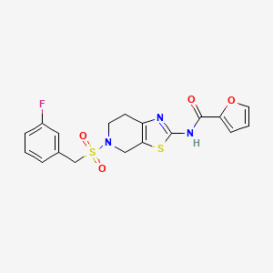 molecular formula C18H16FN3O4S2 B2606878 N-(5-((3-fluorobenzyl)sulfonyl)-4,5,6,7-tetrahydrothiazolo[5,4-c]pyridin-2-yl)furan-2-carboxamide CAS No. 1351606-92-2