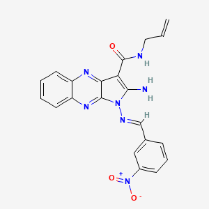 molecular formula C21H17N7O3 B2606880 (E)-N-allyl-2-amino-1-((3-nitrobenzylidene)amino)-1H-pyrrolo[2,3-b]quinoxaline-3-carboxamide CAS No. 714290-55-8