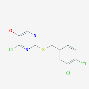 molecular formula C12H9Cl3N2OS B2606884 4-Chloro-2-[(3,4-dichlorobenzyl)sulfanyl]-5-methoxypyrimidine CAS No. 339275-97-7