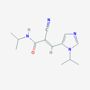 molecular formula C13H18N4O B2606886 (E)-2-Cyano-N-propan-2-yl-3-(3-propan-2-ylimidazol-4-yl)prop-2-enamide CAS No. 2094965-82-7