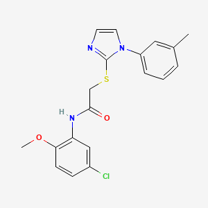 molecular formula C19H18ClN3O2S B2606888 N-(5-chloro-2-methoxyphenyl)-2-[1-(3-methylphenyl)imidazol-2-yl]sulfanylacetamide CAS No. 851131-27-6