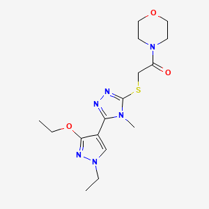 molecular formula C16H24N6O3S B2606898 2-((5-(3-乙氧基-1-乙基-1H-吡唑-4-基)-4-甲基-4H-1,2,4-三唑-3-基)硫代)-1-吗啉基乙酮 CAS No. 1013777-08-6