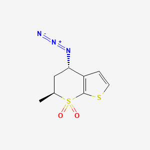 molecular formula C8H9N3O2S2 B2606907 4β-叠氮基-6α-甲基-5,6-二氢-4H-噻吩并[2,3-b]噻吩-7,7-二氧化物 CAS No. 152710-99-1