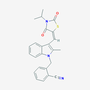 2-[(3-{(E)-[2,4-dioxo-3-(propan-2-yl)-1,3-thiazolidin-5-ylidene]methyl}-2-methyl-1H-indol-1-yl)methyl]benzonitrile