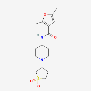 molecular formula C16H24N2O4S B2606912 N-(1-(1,1-dioxidotetrahydrothiophen-3-yl)piperidin-4-yl)-2,5-dimethylfuran-3-carboxamide CAS No. 2034467-43-9