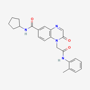 molecular formula C23H24N4O3 B2606913 N-cyclopentyl-2-oxo-1-(2-oxo-2-(o-tolylamino)ethyl)-1,2-dihydroquinoxaline-6-carboxamide CAS No. 1286714-84-8