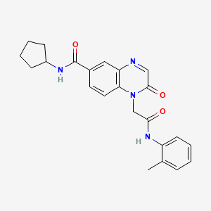 molecular formula C23H24N4O3 B2606913 N-环戊基-2-氧代-1-(2-氧代-2-(邻甲苯胺基)乙基)-1,2-二氢喹喔啉-6-甲酰胺 CAS No. 1286714-84-8