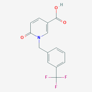 molecular formula C14H10F3NO3 B2606922 6-氧代-1-[3-(三氟甲基)苄基]-1,6-二氢-3-吡啶甲酸 CAS No. 338783-19-0