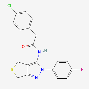 molecular formula C19H15ClFN3OS B2606927 2-(4-氯苯基)-N-[2-(4-氟苯基)-4,6-二氢噻吩并[3,4-c]吡唑-3-基]乙酰胺 CAS No. 893938-78-8