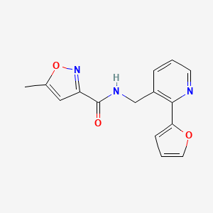 molecular formula C15H13N3O3 B2606928 N-((2-(呋喃-2-基)吡啶-3-基)甲基)-5-甲基异恶唑-3-甲酰胺 CAS No. 2034268-01-2