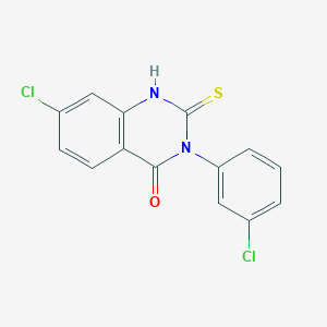 molecular formula C14H8Cl2N2OS B2606935 7-氯-3-(3-氯苯基)-2-巯基喹唑啉-4(3H)-酮 CAS No. 793716-09-3