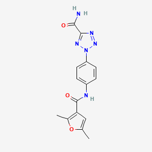 molecular formula C15H14N6O3 B2606937 2-(4-(2,5-二甲基呋喃-3-甲酰胺)苯基)-2H-四唑-5-甲酰胺 CAS No. 1396675-05-0