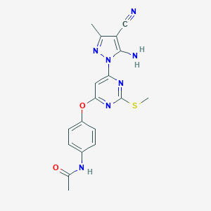 N-[4-[6-(5-amino-4-cyano-3-methylpyrazol-1-yl)-2-methylsulfanylpyrimidin-4-yl]oxyphenyl]acetamide