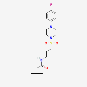 N-(3-((4-(4-fluorophenyl)piperazin-1-yl)sulfonyl)propyl)-3,3-dimethylbutanamide