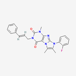 molecular formula C25H22FN5O2 B2606987 3-cinnamyl-8-(2-fluorophenyl)-1,6,7-trimethyl-1H-imidazo[2,1-f]purine-2,4(3H,8H)-dione CAS No. 899988-01-3