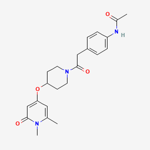 molecular formula C22H27N3O4 B2606989 N-(4-(2-(4-((1,6-二甲基-2-氧代-1,2-二氢吡啶-4-基)氧基)哌啶-1-基)-2-氧代乙基)苯基)乙酰胺 CAS No. 2034390-56-0