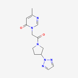 molecular formula C13H16N6O2 B2606990 3-(2-(3-(2H-1,2,3-triazol-2-yl)pyrrolidin-1-yl)-2-oxoethyl)-6-methylpyrimidin-4(3H)-one CAS No. 2034269-68-4
