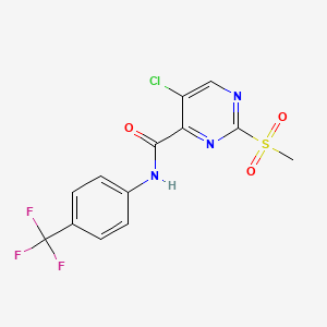 molecular formula C13H9ClF3N3O3S B2607000 5-chloro-2-methanesulfonyl-N-[4-(trifluoromethyl)phenyl]pyrimidine-4-carboxamide CAS No. 1031086-69-7