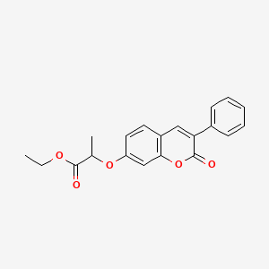 molecular formula C20H18O5 B2607002 ethyl 2-[(2-oxo-3-phenyl-2H-chromen-7-yl)oxy]propanoate CAS No. 869080-88-6