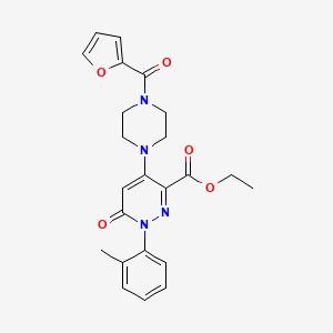 Ethyl 4-(4-(furan-2-carbonyl)piperazin-1-yl)-6-oxo-1-(o-tolyl)-1,6-dihydropyridazine-3-carboxylate
