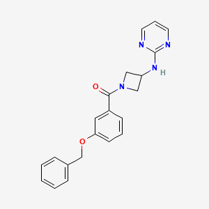 molecular formula C21H20N4O2 B2607025 (3-(Benzyloxy)phenyl)(3-(pyrimidin-2-ylamino)azetidin-1-yl)methanone CAS No. 2194905-03-6