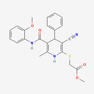 Methyl ({3-cyano-5-[(2-methoxyphenyl)carbamoyl]-6-methyl-4-phenyl-1,4-dihydropyridin-2-yl}sulfanyl)acetate