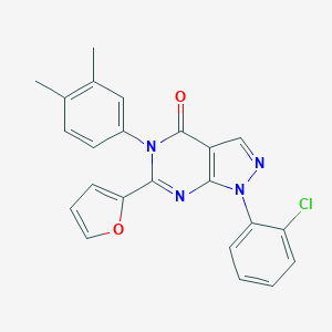 molecular formula C23H17ClN4O2 B260703 1-(2-chlorophenyl)-5-(3,4-dimethylphenyl)-6-(2-furyl)-1,5-dihydro-4H-pyrazolo[3,4-d]pyrimidin-4-one 