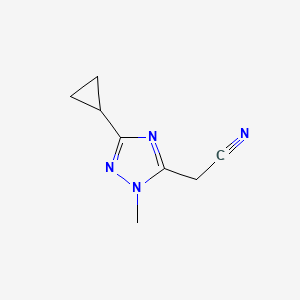 molecular formula C8H10N4 B2607030 2-(3-cyclopropyl-1-methyl-1H-1,2,4-triazol-5-yl)acetonitrile CAS No. 1909326-95-9