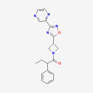 molecular formula C19H19N5O2 B2607032 2-Phenyl-1-(3-(3-(pyrazin-2-yl)-1,2,4-oxadiazol-5-yl)azetidin-1-yl)butan-1-one CAS No. 1325687-86-2