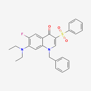 molecular formula C26H25FN2O3S B2607036 1-benzyl-7-(diethylamino)-6-fluoro-3-(phenylsulfonyl)quinolin-4(1H)-one CAS No. 892760-39-3