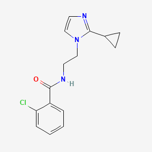 molecular formula C15H16ClN3O B2607039 2-chloro-N-(2-(2-cyclopropyl-1H-imidazol-1-yl)ethyl)benzamide CAS No. 2034451-70-0