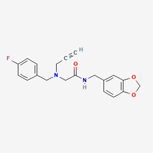molecular formula C20H19FN2O3 B2607040 N-(1,3-benzodioxol-5-ylmethyl)-2-[(4-fluorophenyl)methyl-prop-2-ynylamino]acetamide CAS No. 1333672-34-6