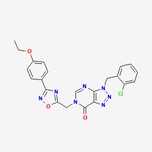 molecular formula C22H18ClN7O3 B2607048 3-(2-chlorobenzyl)-6-((3-(4-ethoxyphenyl)-1,2,4-oxadiazol-5-yl)methyl)-3H-[1,2,3]triazolo[4,5-d]pyrimidin-7(6H)-one CAS No. 1207050-38-1