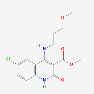 molecular formula C15H17ClN2O4 B2607058 Methyl 6-chloro-4-((3-methoxypropyl)amino)-2-oxo-1,2-dihydroquinoline-3-carboxylate CAS No. 1251676-10-4