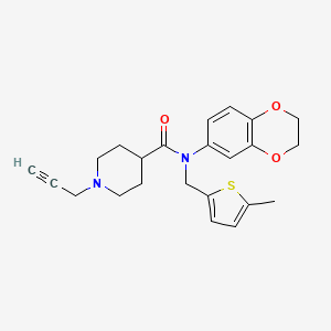 molecular formula C23H26N2O3S B2607073 N-(2,3-dihydro-1,4-benzodioxin-6-yl)-N-[(5-methylthiophen-2-yl)methyl]-1-(prop-2-yn-1-yl)piperidine-4-carboxamide CAS No. 1376385-53-3