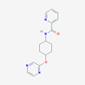 molecular formula C16H18N4O2 B2607074 N-((1r,4r)-4-(pyrazin-2-yloxy)cyclohexyl)picolinamide CAS No. 2034451-10-8