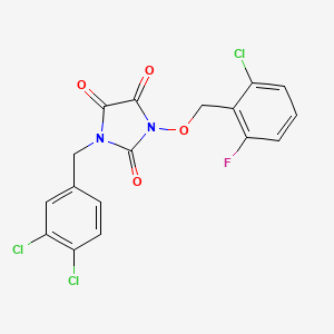 molecular formula C17H10Cl3FN2O4 B2607088 1-[(2-Chloro-6-fluorophenyl)methoxy]-3-[(3,4-dichlorophenyl)methyl]imidazolidine-2,4,5-trione CAS No. 303986-58-5