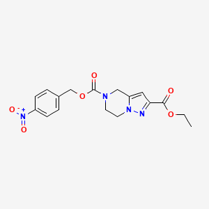 molecular formula C17H18N4O6 B2607119 2-乙基-5-(4-硝基苄基)-6,7-二氢吡唑并[1,5-a]哒嗪-2,5(4H)-二羧酸酯 CAS No. 623565-14-0