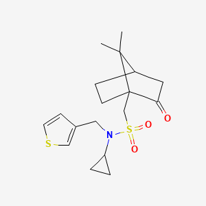 molecular formula C18H25NO3S2 B2607120 N-cyclopropyl-1-(7,7-dimethyl-2-oxobicyclo[2.2.1]heptan-1-yl)-N-(thiophen-3-ylmethyl)methanesulfonamide CAS No. 1797647-17-6