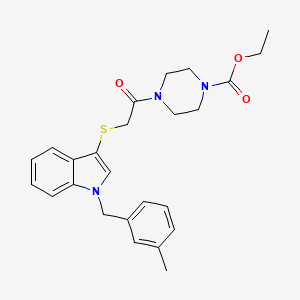 molecular formula C25H29N3O3S B2607126 4-[2-[1-[(3-甲基苯基)甲基]吲哚-3-基]硫代乙酰基]哌嗪-1-羧酸乙酯 CAS No. 681275-78-5