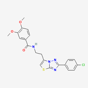 molecular formula C21H19ClN4O3S B2607138 N-(2-(2-(4-chlorophenyl)thiazolo[3,2-b][1,2,4]triazol-6-yl)ethyl)-3,4-dimethoxybenzamide CAS No. 894046-16-3
