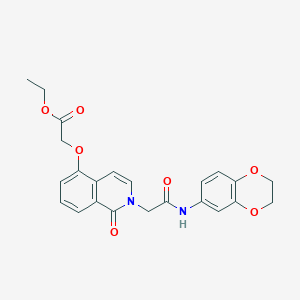 molecular formula C23H22N2O7 B2607148 Ethyl 2-[2-[2-(2,3-dihydro-1,4-benzodioxin-6-ylamino)-2-oxoethyl]-1-oxoisoquinolin-5-yl]oxyacetate CAS No. 868224-13-9