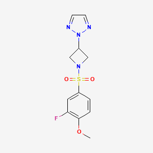 molecular formula C12H13FN4O3S B2607155 2-[1-(3-Fluoro-4-methoxyphenyl)sulfonylazetidin-3-yl]triazole CAS No. 2415628-58-7