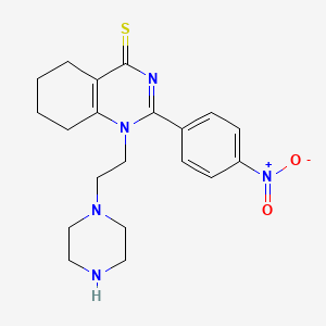 molecular formula C20H25N5O2S B2607160 2-(4-nitrophenyl)-1-(2-(piperazin-1-yl)ethyl)-5,6,7,8-tetrahydroquinazoline-4(1H)-thione CAS No. 616214-22-3